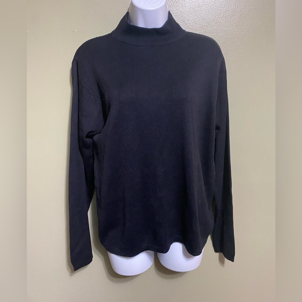 Belford 100%‎ Silk Black Mock Neck Sweater, Size L